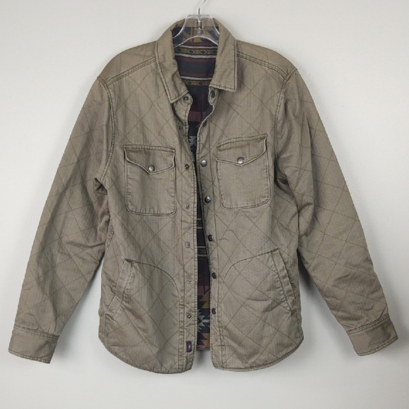 FAHERTY Doug Good Feather Reversible Bondi Jacket Olive Black Star Nation Medium - Picture 3 of 12
